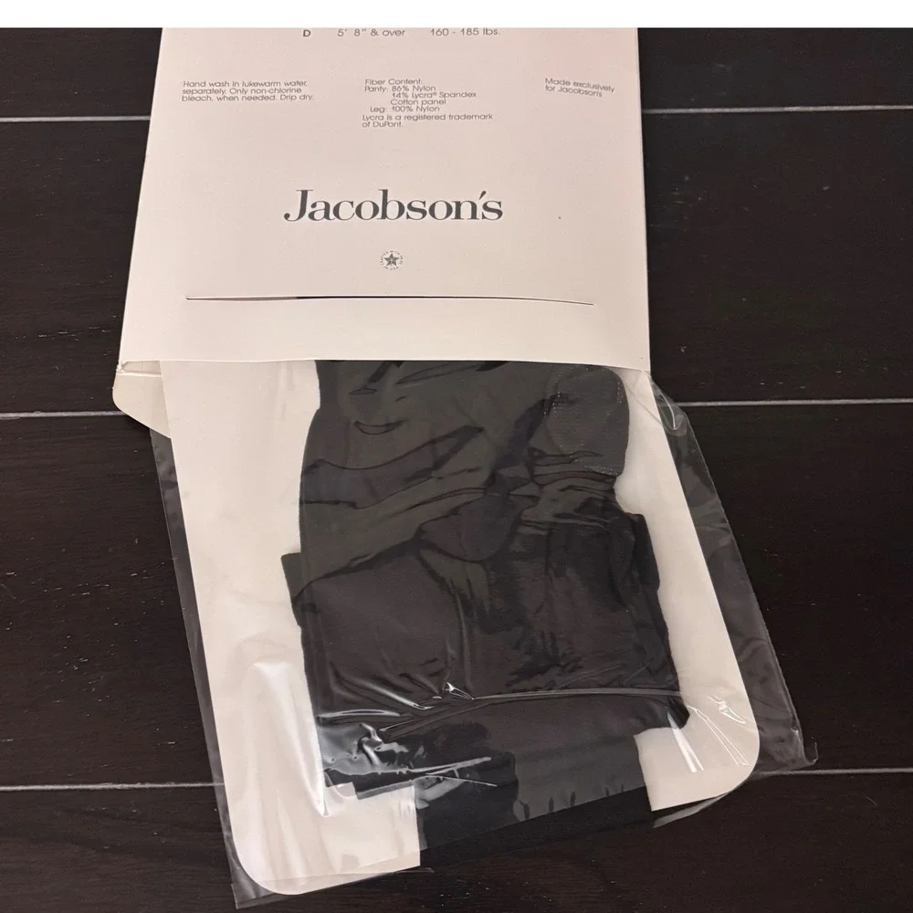 Jacobson's Vintage Black Illusion Stretch‎ Sheer Control Top Pantyhose Size C
